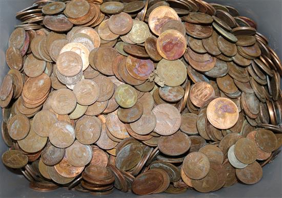 A bucket containing hundreds of GB pennies and hapennies